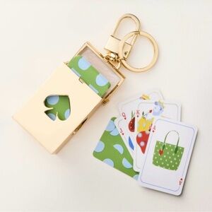 ♥️… Kate Spade Mini Deck of Cards Gold Keychain with Green Accents